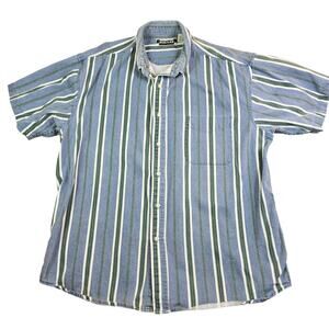 Vintage‎ Rustler Brushpopper Button Shirt Men's XL Blue Workwear Striped Cowboy